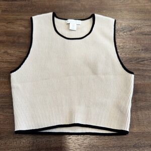 House of Harlow 1960 Ribbed Crop Top - Cream and Black